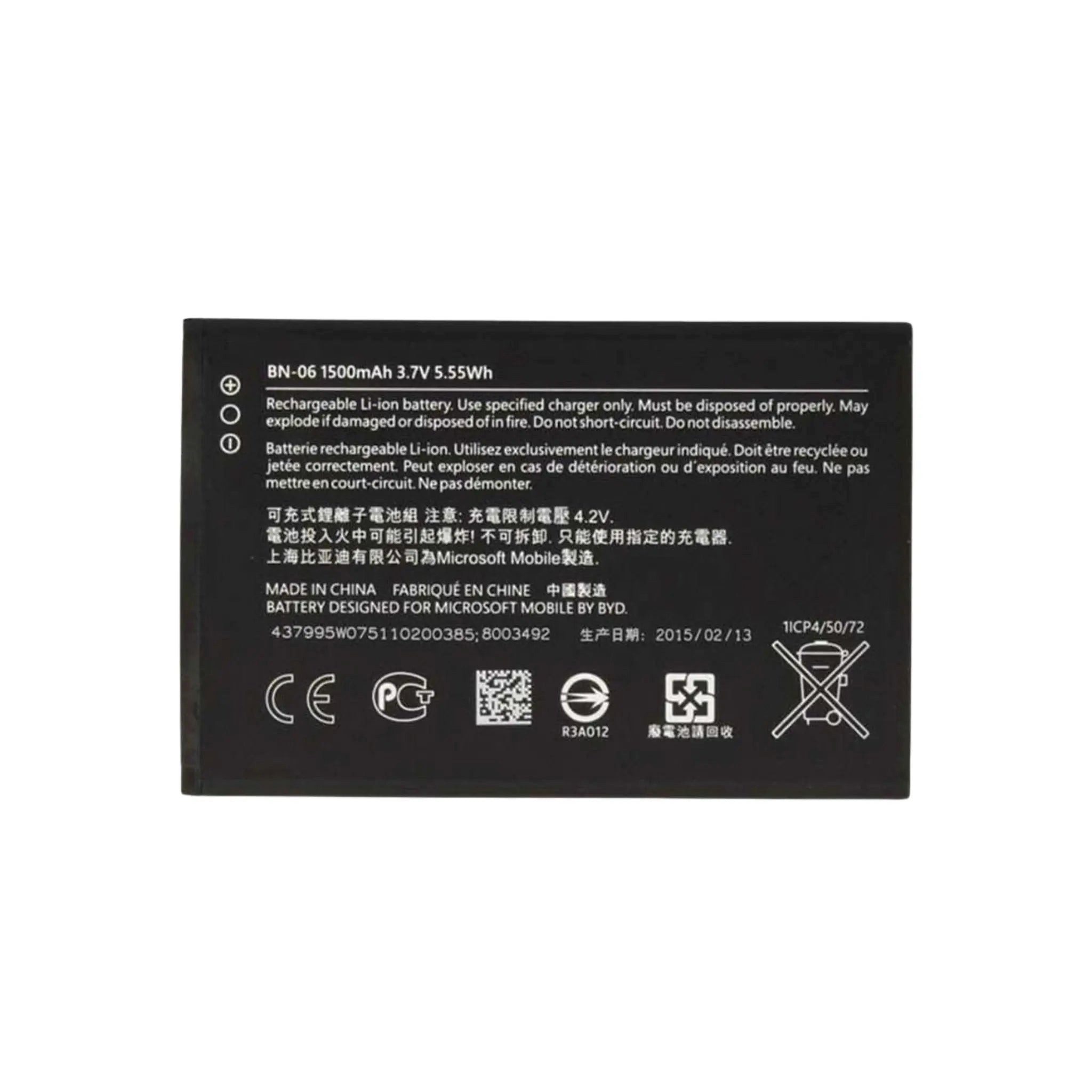 Nokia Akku BN-06 Li-Ion 3.7 Volt 1500 mAh Handy-Akku 1500 mAh