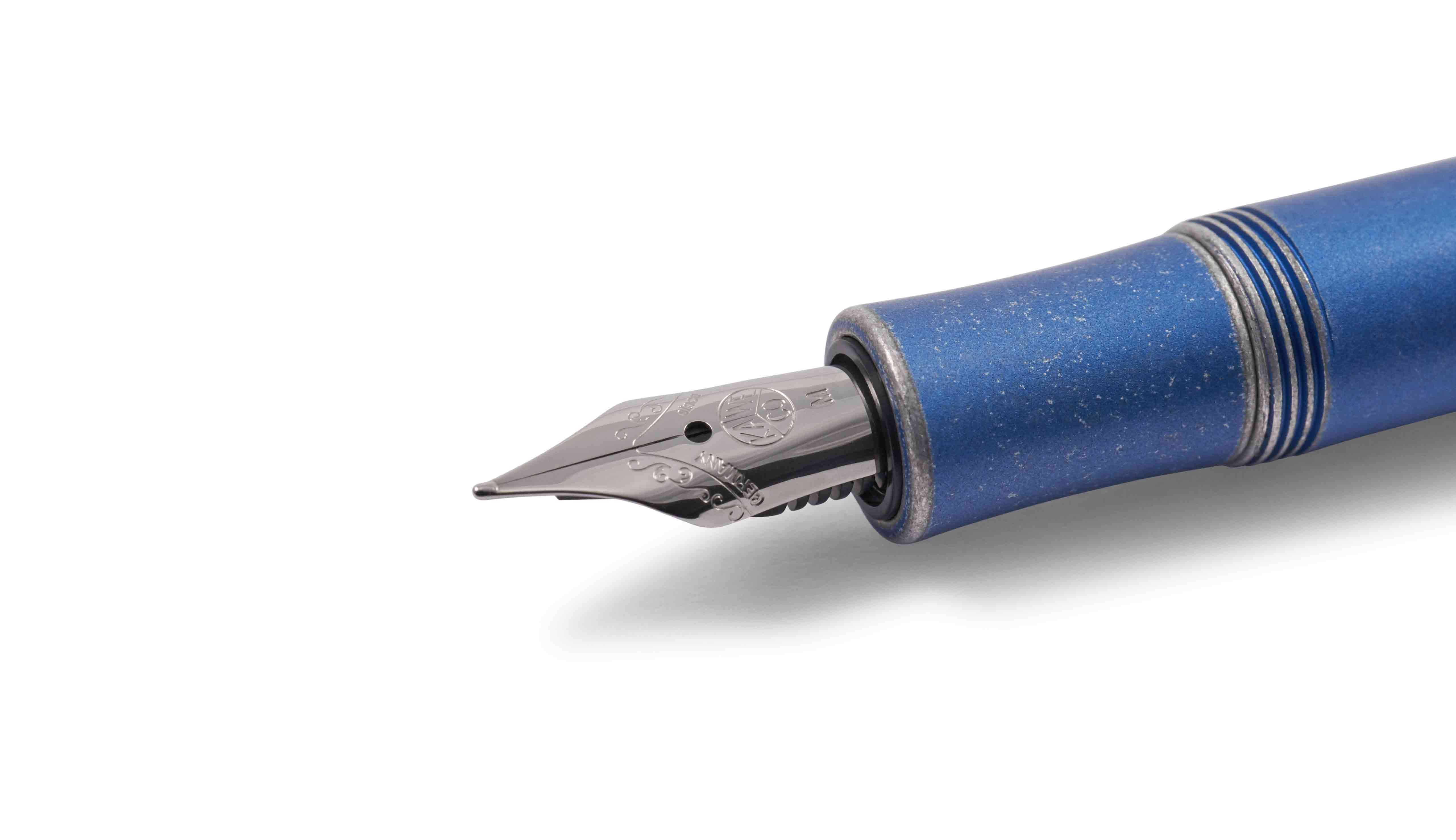Kaweco Füllfederhalter Kaweco AL Sport Stonewashed Füllhalter Blau, Medium Stahl blank