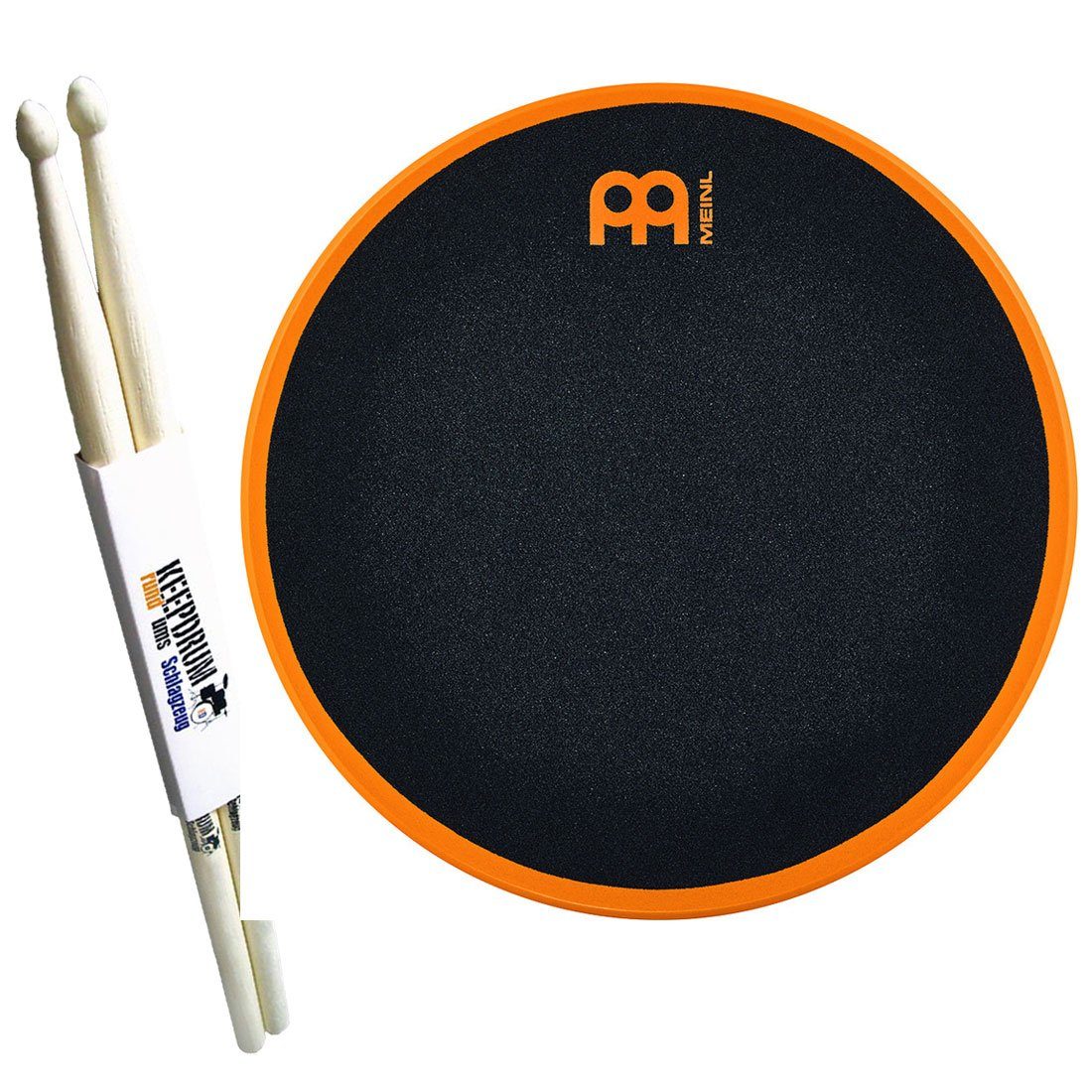 Meinl Cymbals Schlagzeug Meinl MMP12OR Practice Pad 12 Zoll   Drumsticks