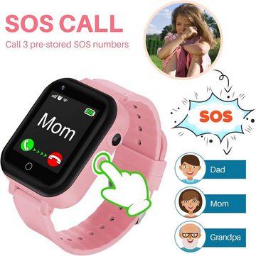Jianyana Kinder mit GPS und Telefon mit SOS-Anruf, Smartwatch, Mit 4G IP67 wasserdichte Musik-Player KameraSpieleGeburtstagsgeschenke