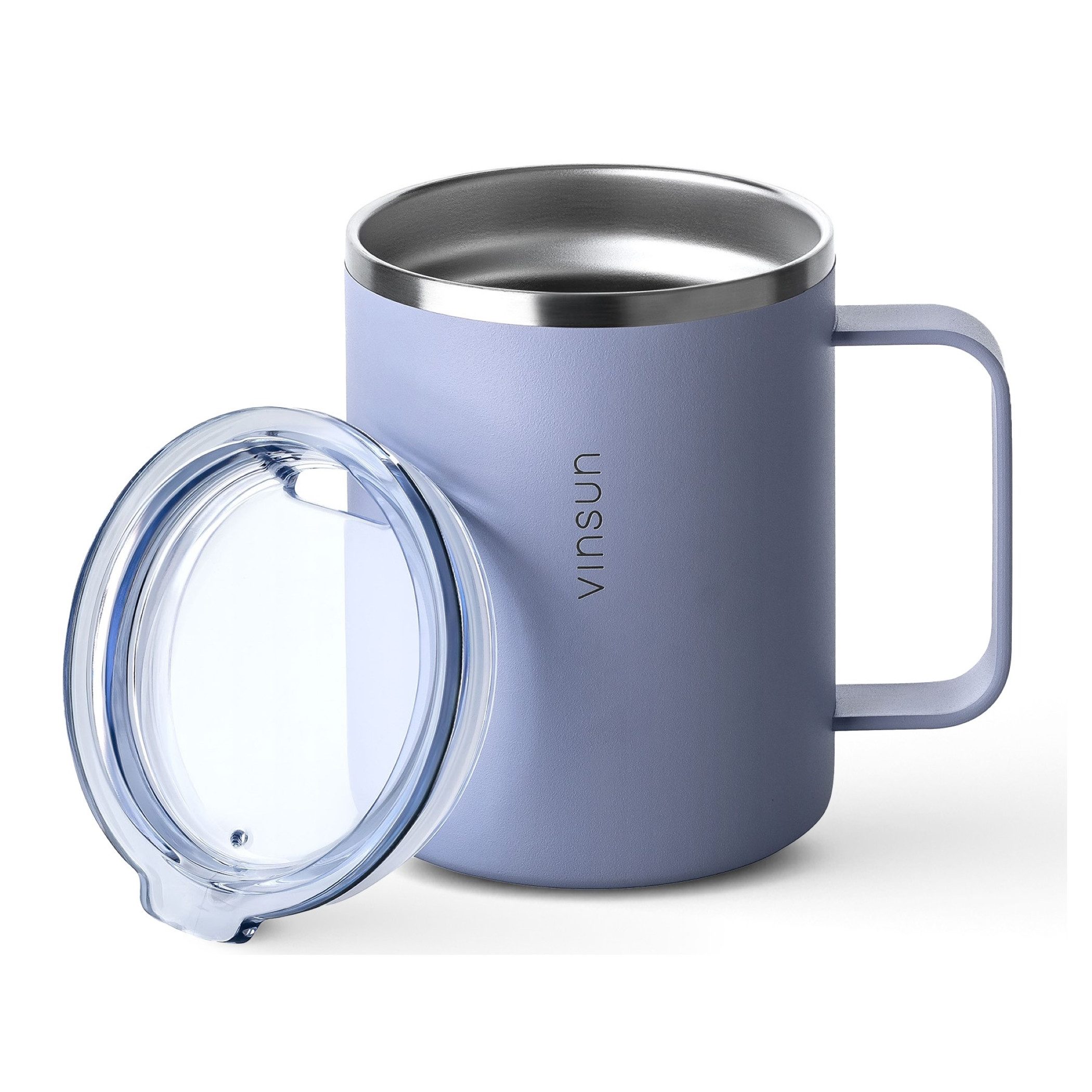 Thermobecher Edelstahl Isolierbecher 350ml - Kaffeebecher mit Henkel und Deckel
