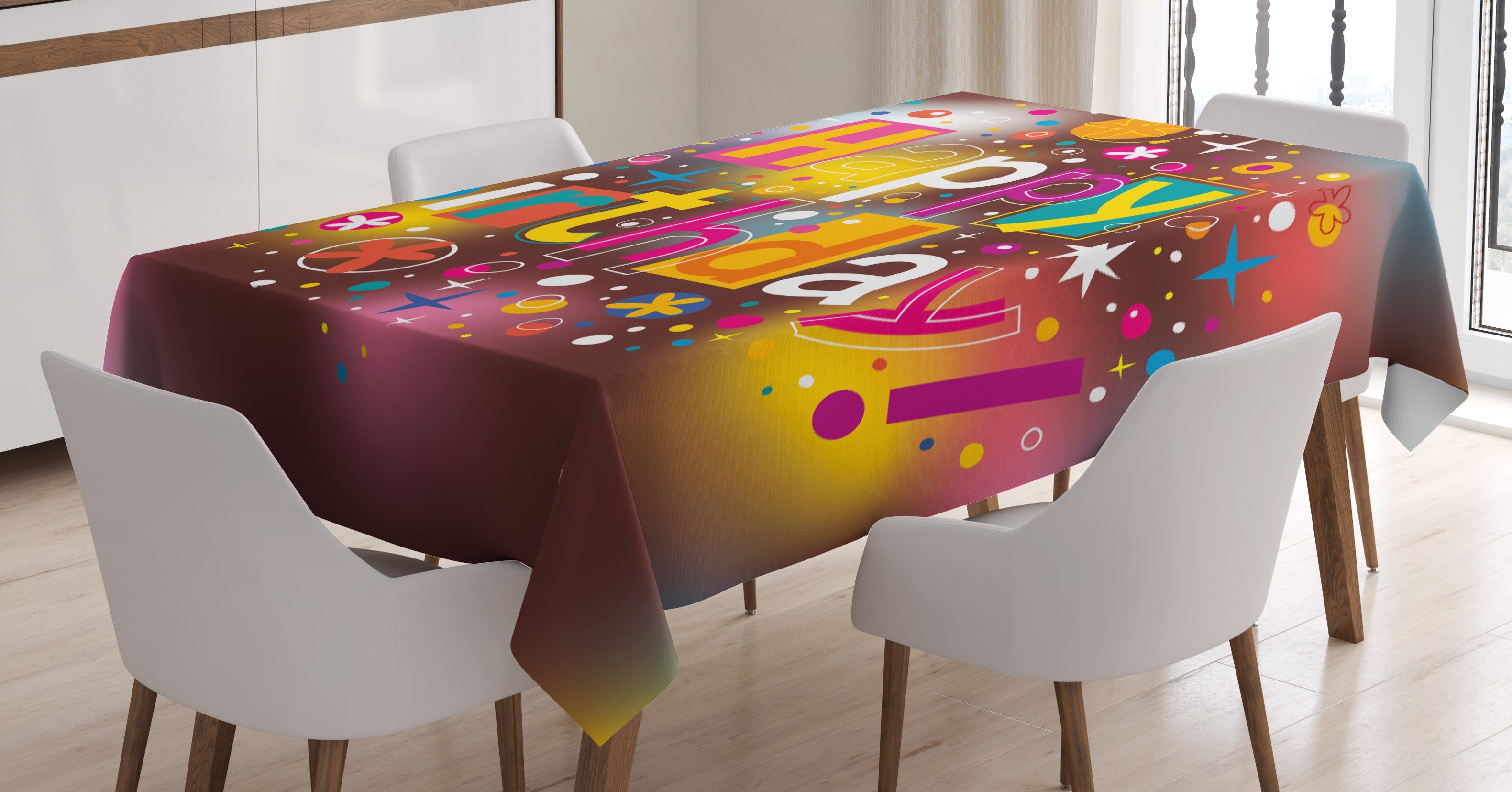 Tischdecke Blumen Bereich Für Abakuhaus Farbfest Farben, Nachricht Klare Fun Außen den geeignet Waschbar Geburtstag