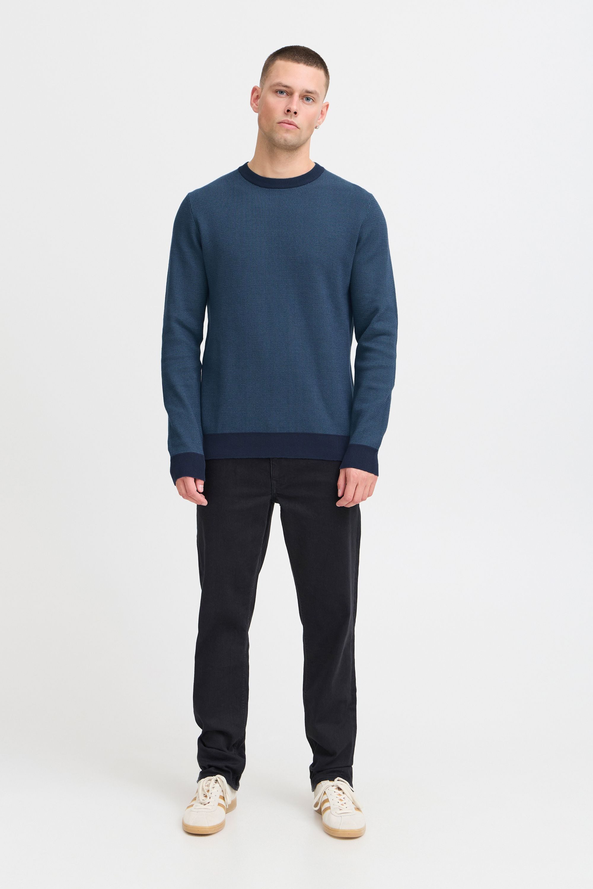 Blend Strickpullover BHPullover Klassischer Grobstrickpullover mit Rundhalsausschnitt