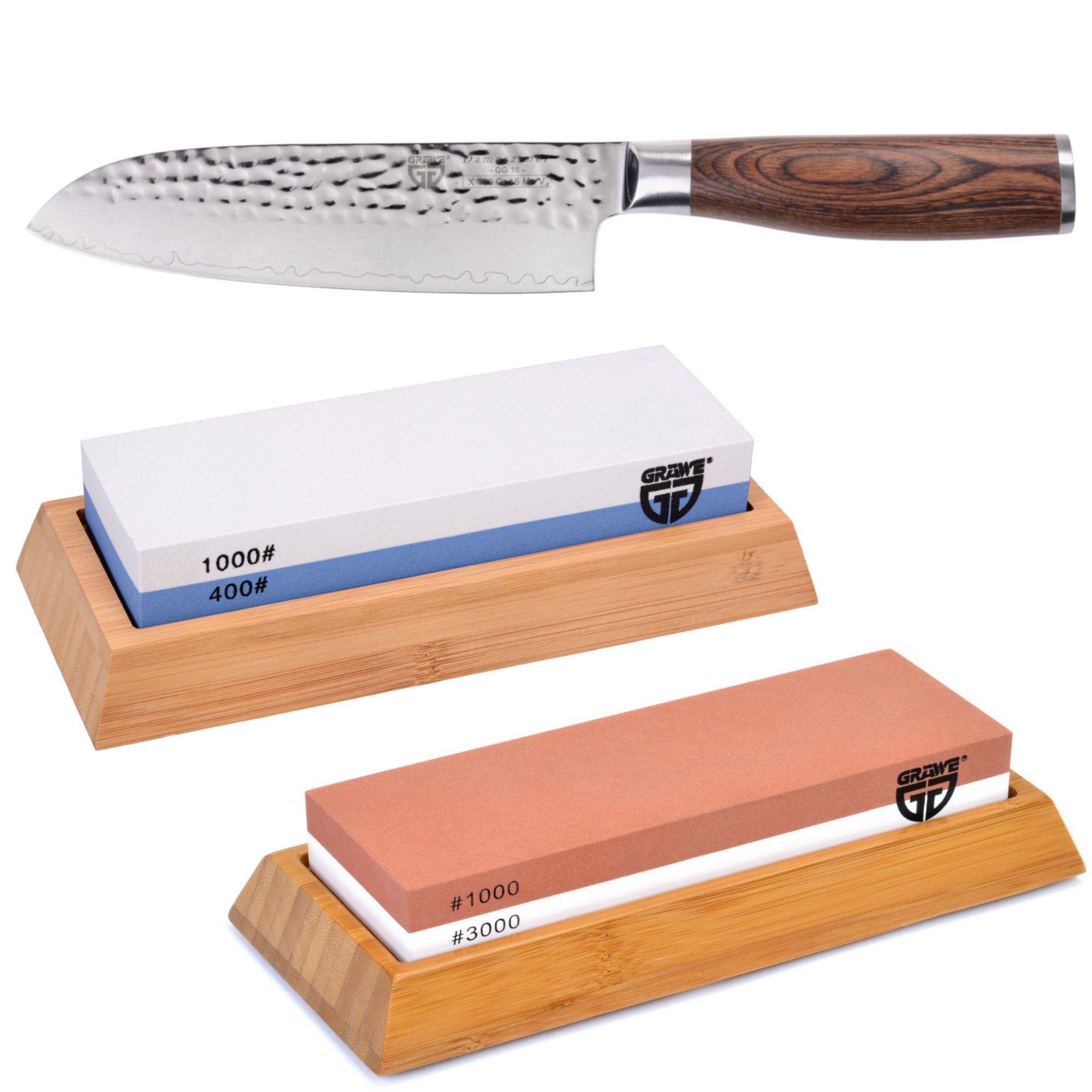 GRÄWE Дамасский нож GRÄWE Дамасский нож-Set mit Wetzsteinen Körnung 400/1000 und 1000/3000