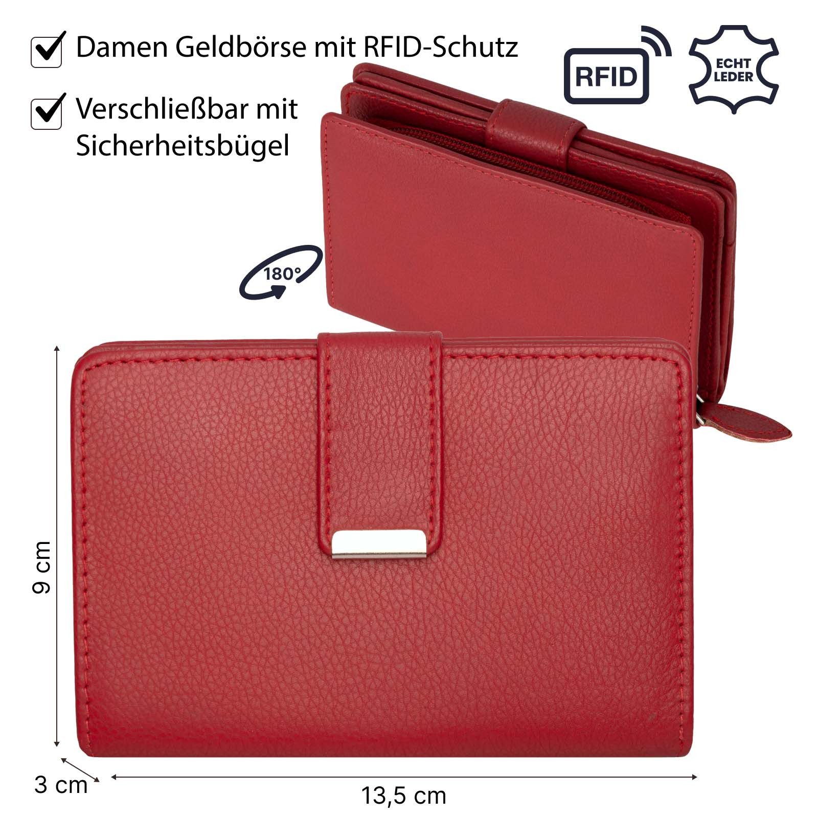 Money Maker Geldbörse RFID Damen Geldbörse Portemonnaie Geldbeutel Damenbörse Leder, Damen Geldbörse klappbar mit Drückknopf Portemonnaie Geldbeutel