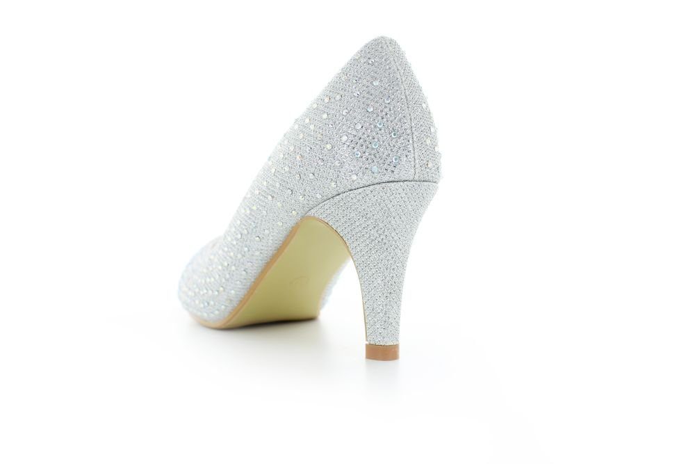 White Lady 823 Glitter silber Pumps Strass