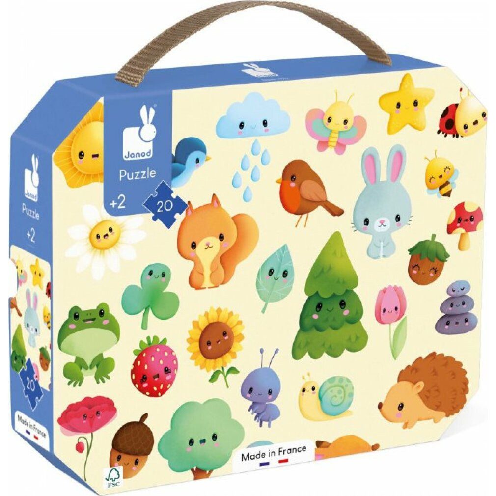 Janod Puzzle Puzzle im Koffer Natur 20 Teile, Puzzleteile