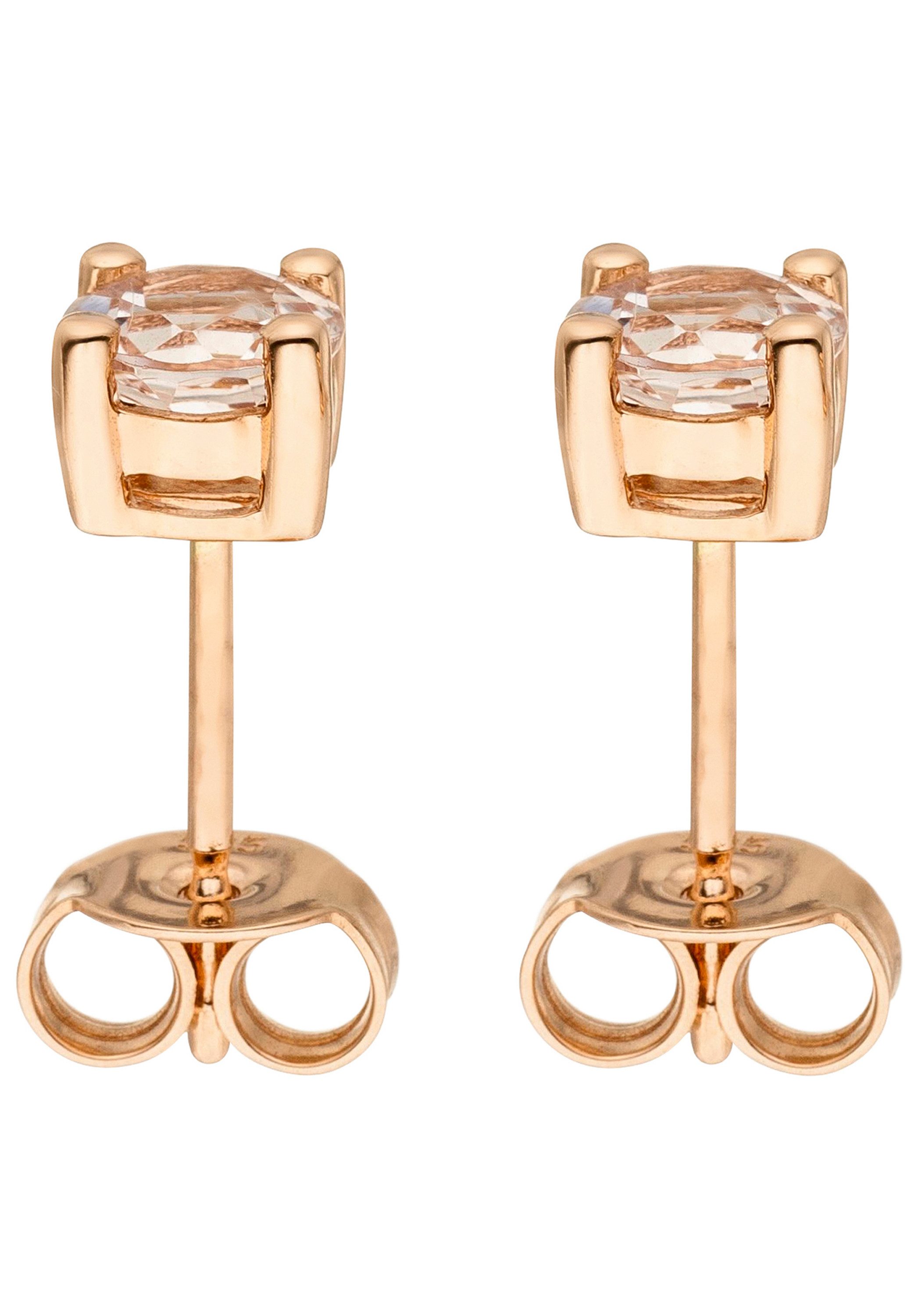 JOBO Paar Ohrstecker, 585 Roségold mit Morganit