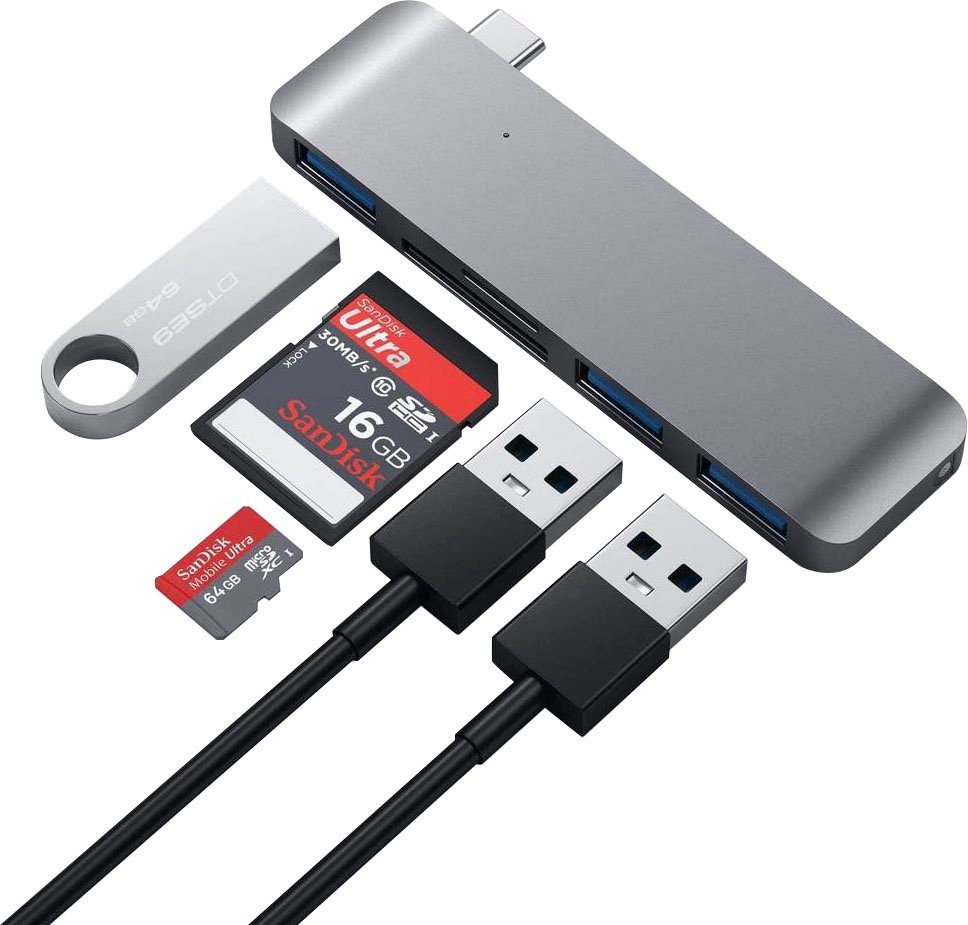 Satechi Type-C USB 3.0 3-In-1 Combo Hub Adapter zu MicroSD-Card, SD-Card, USB Typ A, USB Typ C