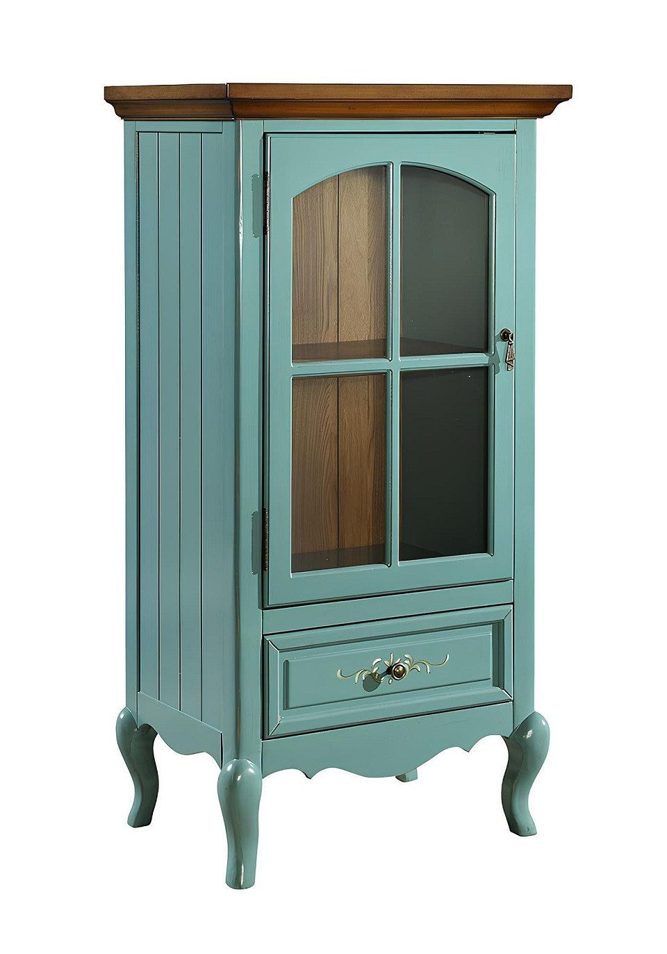 Xlmoebel Vitrine Elegante Vitrine im amerikanischen Stil in Grün für das Wohnzimmer (1-St., Vitrine) Hergestellt in Europa