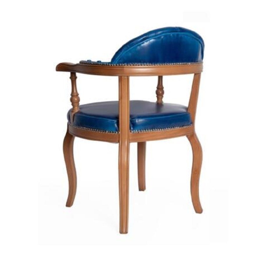 Stuhl Stuhl Polster Sitz Design Blau Holz JVmoebel Neu Klassisch Stuhl Armlehne mit
