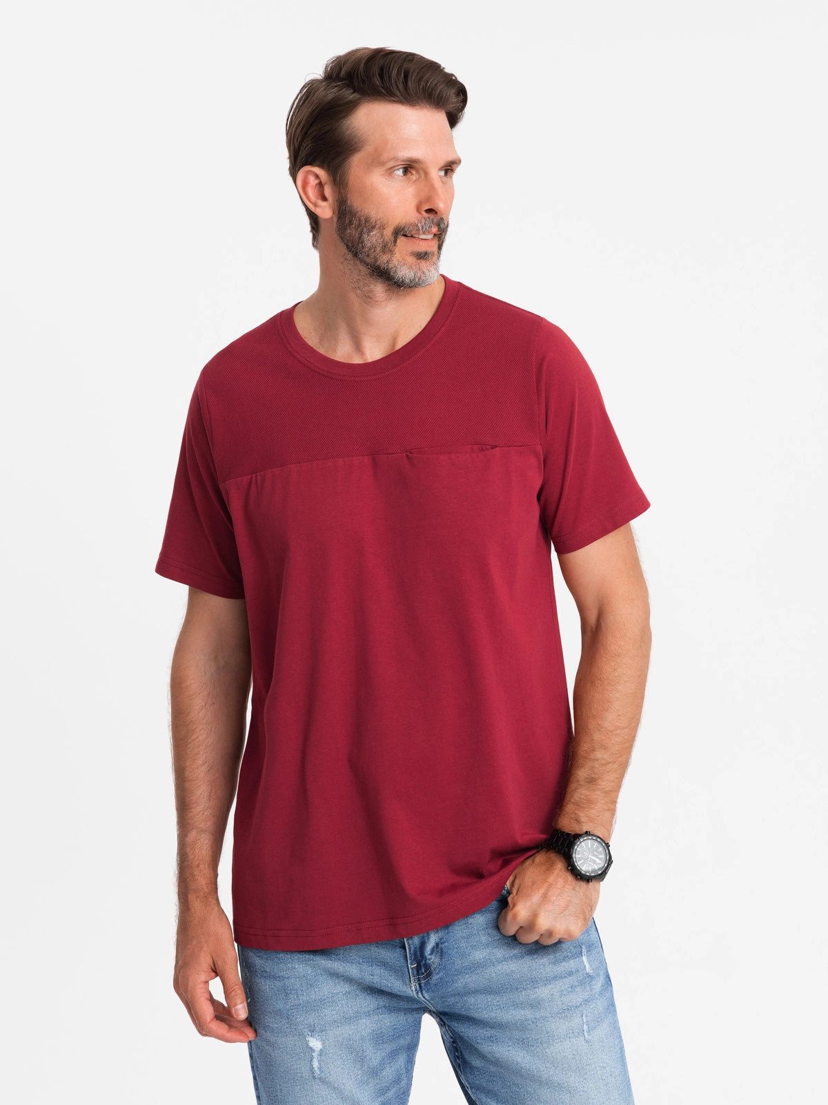 OMBRE T-Shirt Herren-T-Shirt LOOSE FIT mit Tasche günstig online kaufen