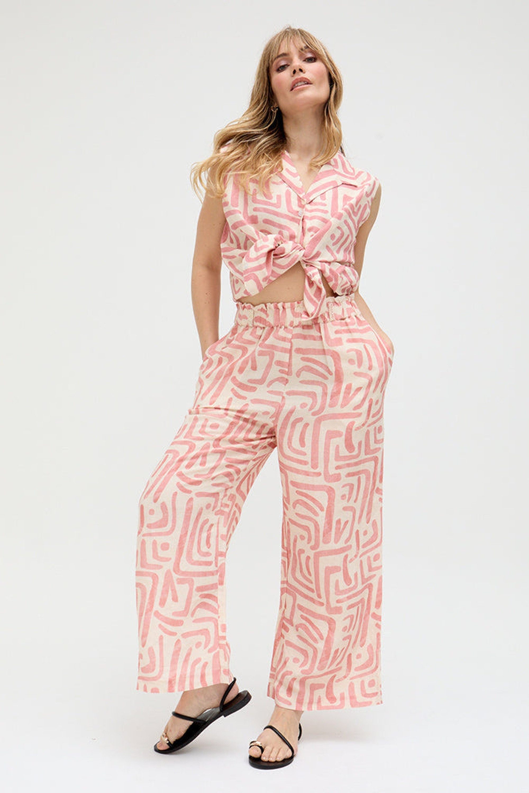 RAFFYA T-Shirt Pop Front Tie Warhol Print Crop Top Damen