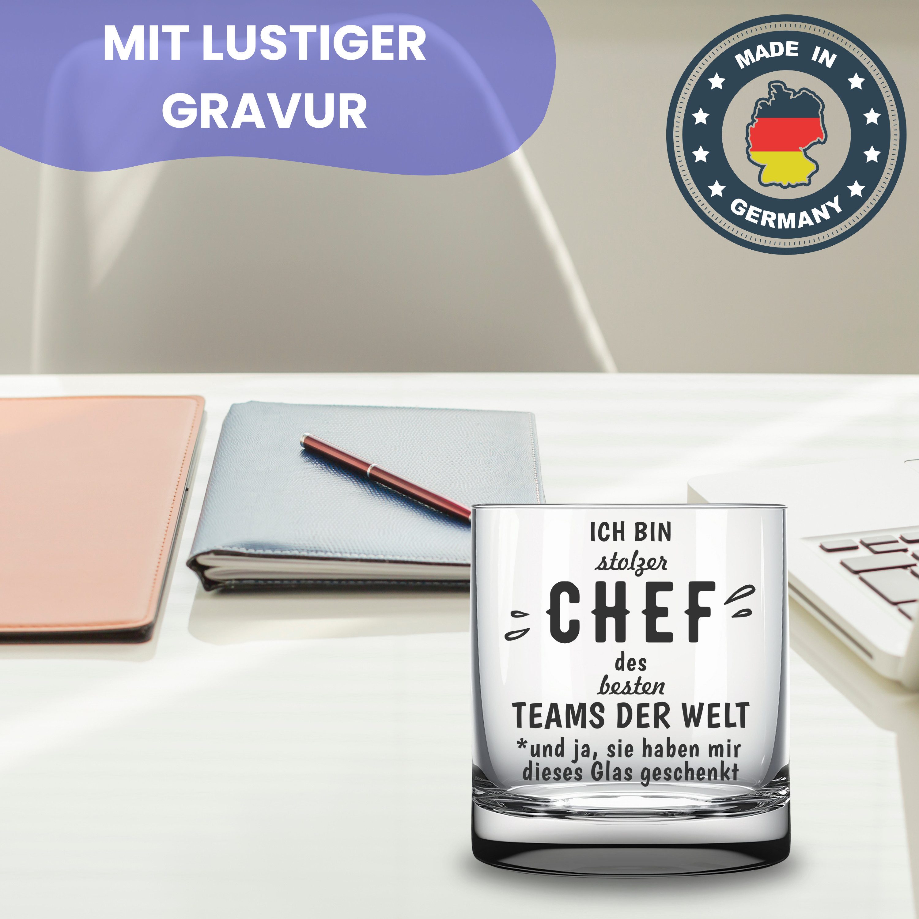Lasernauten Whiskyglas Whiskyglas mit Gravur Geschenk für den Chef Boss witzig Trinkglas, mit Gravur