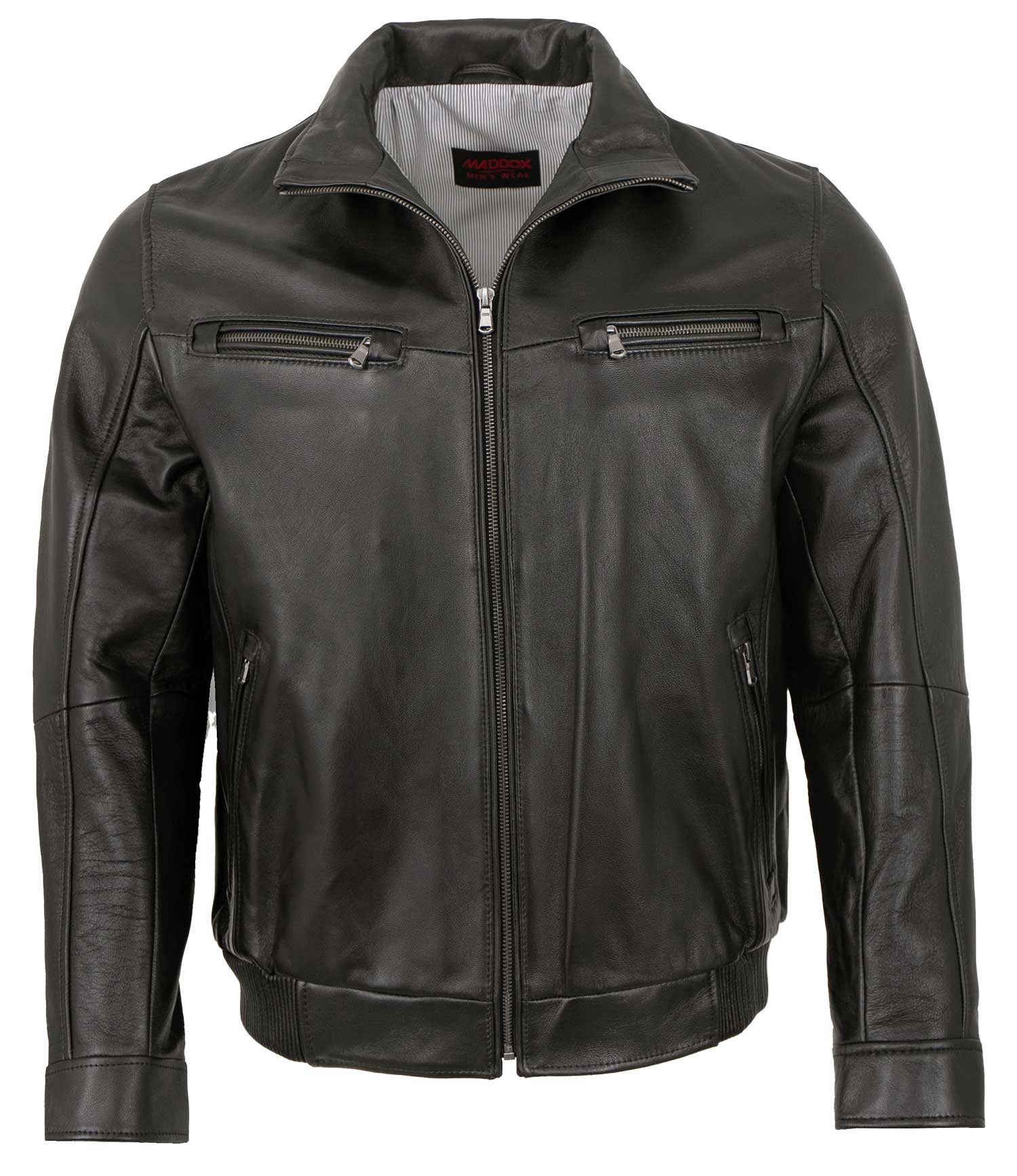 Maddox Lederjacke MAD46 MADDOX - Herren Lederjacke Blouson Lammnappa schwarz