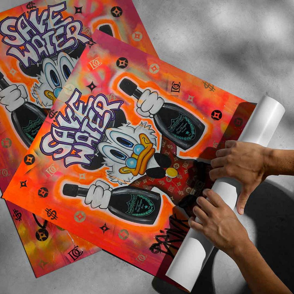 DOTCOMCANVAS® Leinwandbild Save Water Drink Champagne - Wandbild, Duck Pop günstig online kaufen