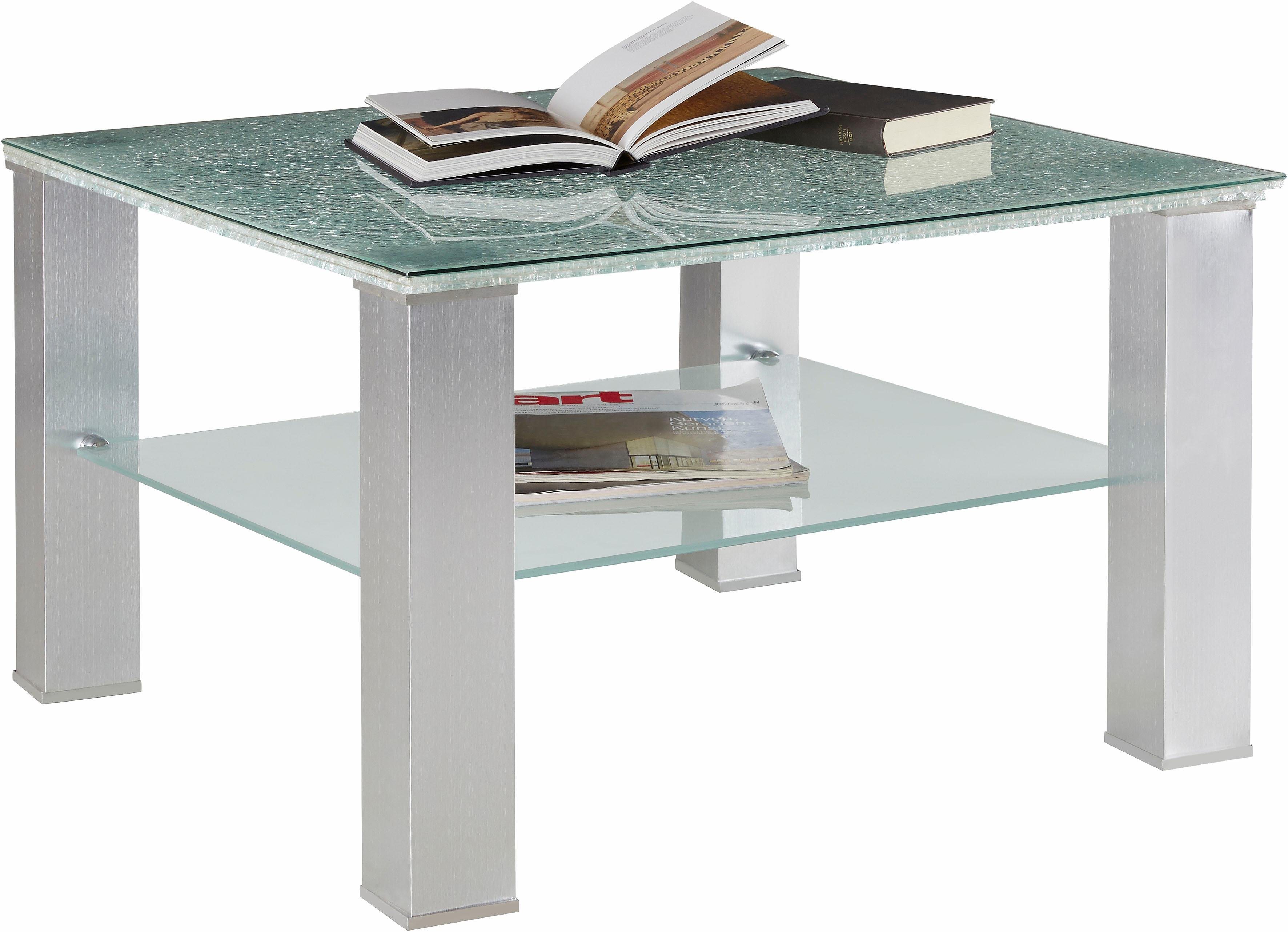 Couchtisch quadratisch, mit Crashglasplatte Couchtisch quadratisch, mit Crashglasplatte