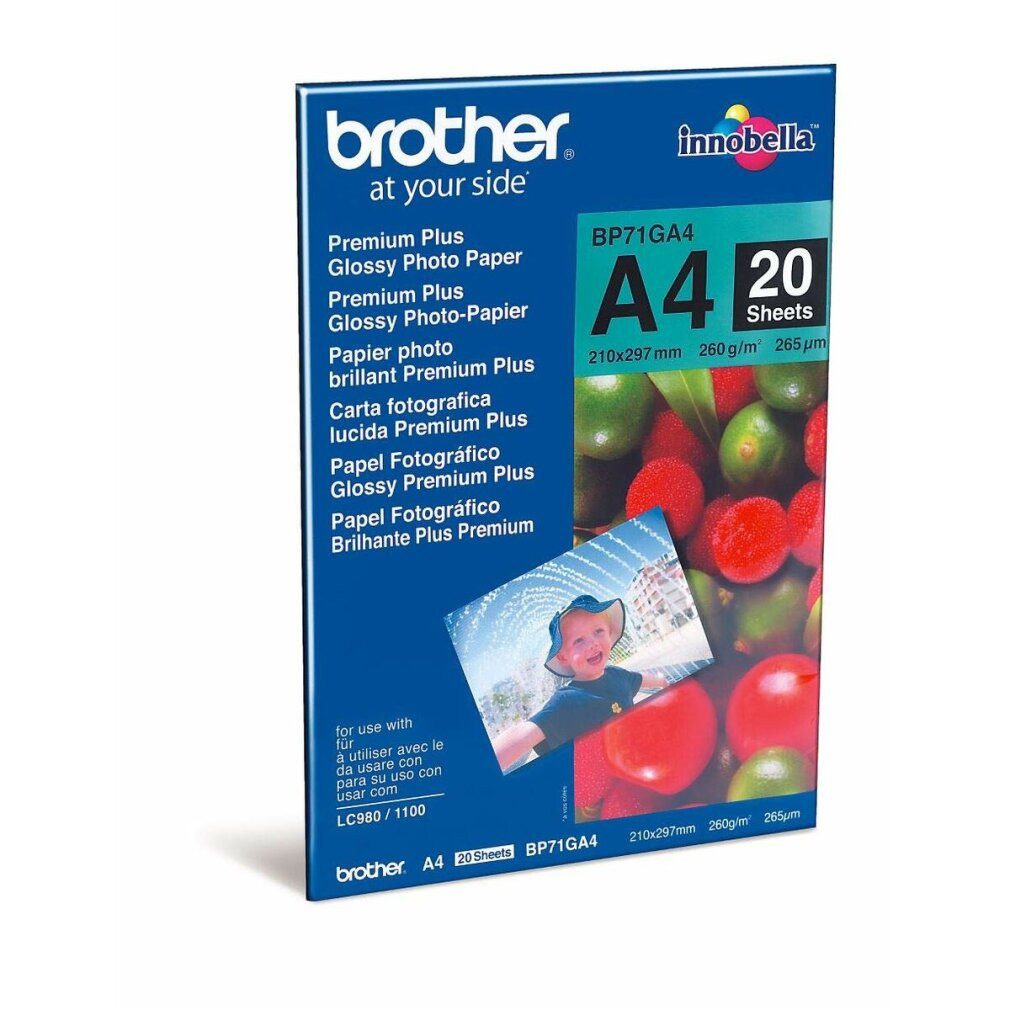 Brother Fotopapier brother Fotopapier BP71GA4 DIN A4 glänzend 260 g/qm 20 Blatt
