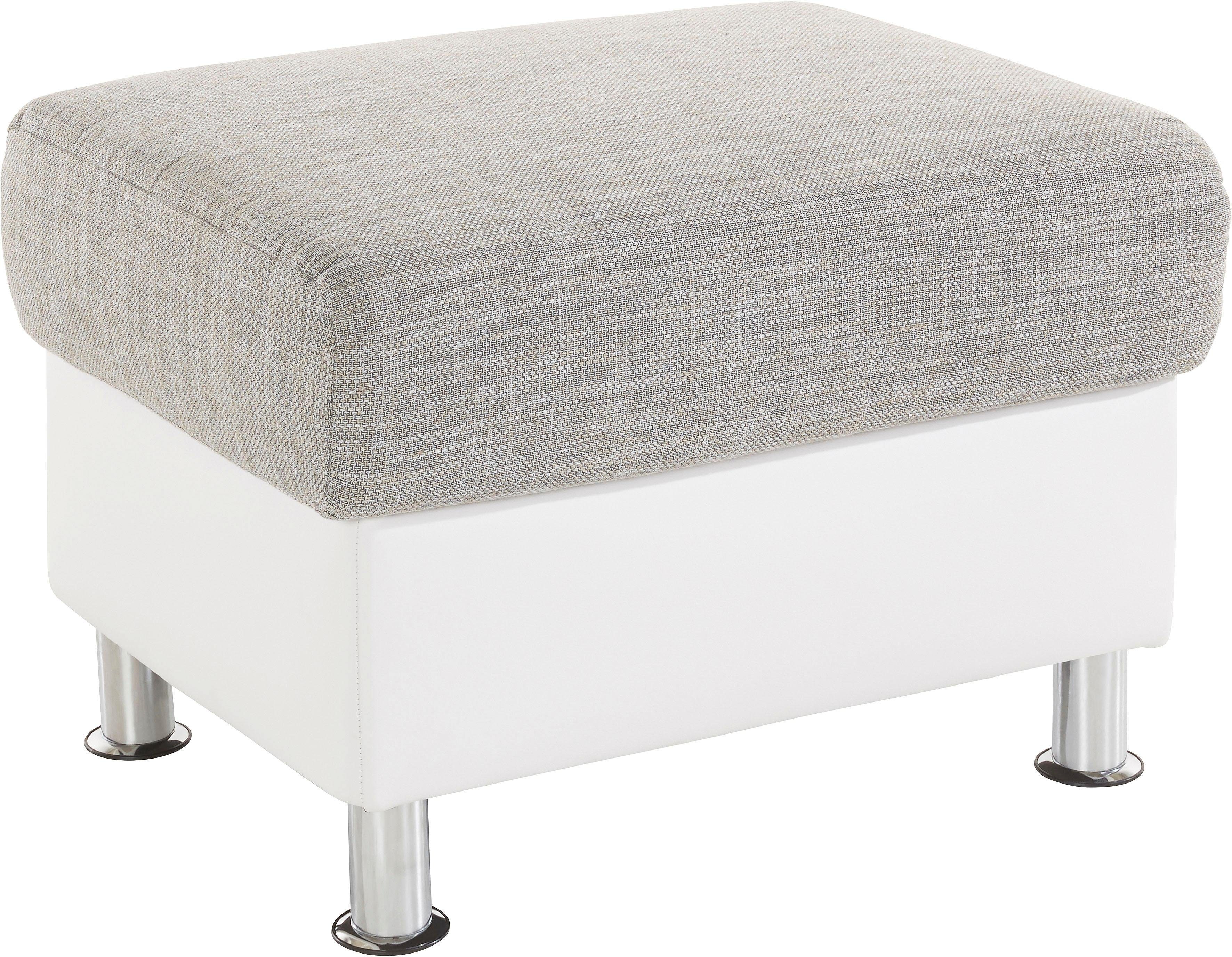 TRENDMANUFAKTUR Hocker, Aus FSC® zertifiziertem INOSIGN Schemel, grau, Luxus-Microfaser ALCAZAR
