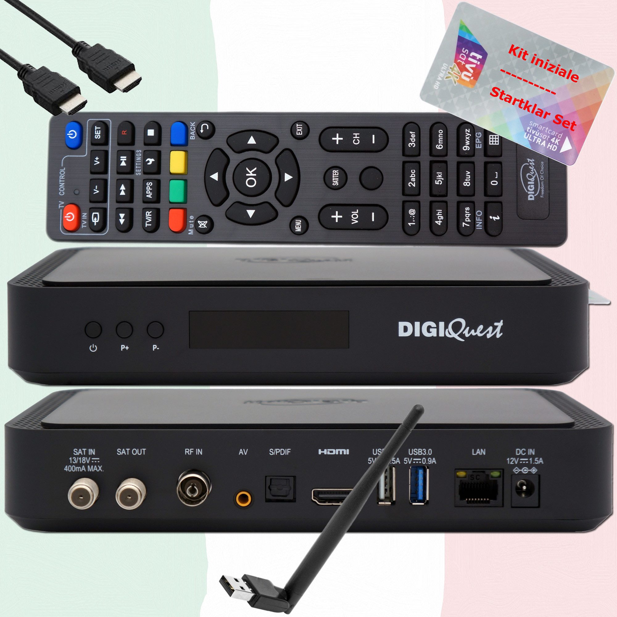 TiVuSat Karte 4K + DIGIQuest Q80 Sat-Receiver, Wifi (Karte aktiviert) SAT-Receiver