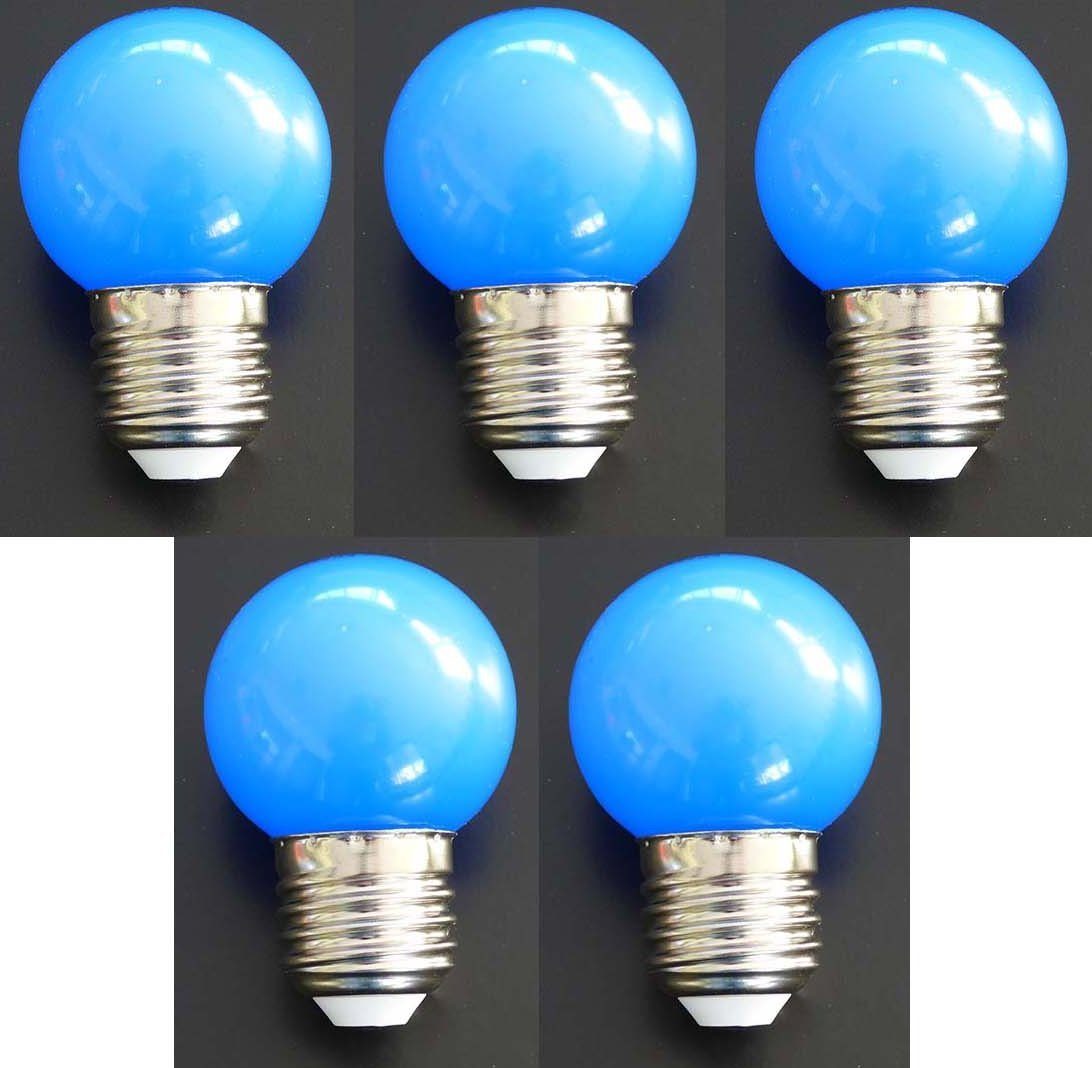 Lichtideen LED-Leuchtmittel 7360 LED Tropfen Lampe 1 Watt blau Sockel E-27 5-er SET, E27, Blau