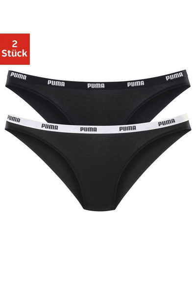 PUMA Bikinislip »Iconic« (Packung, 2-St) mit schmalem Logo-Webbündchen