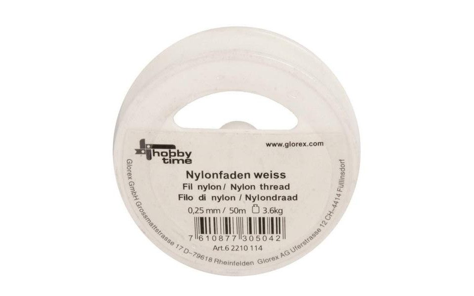 Glorex Dekoband Glorex Nylonfaden weiß 0,25 mm, 50 m