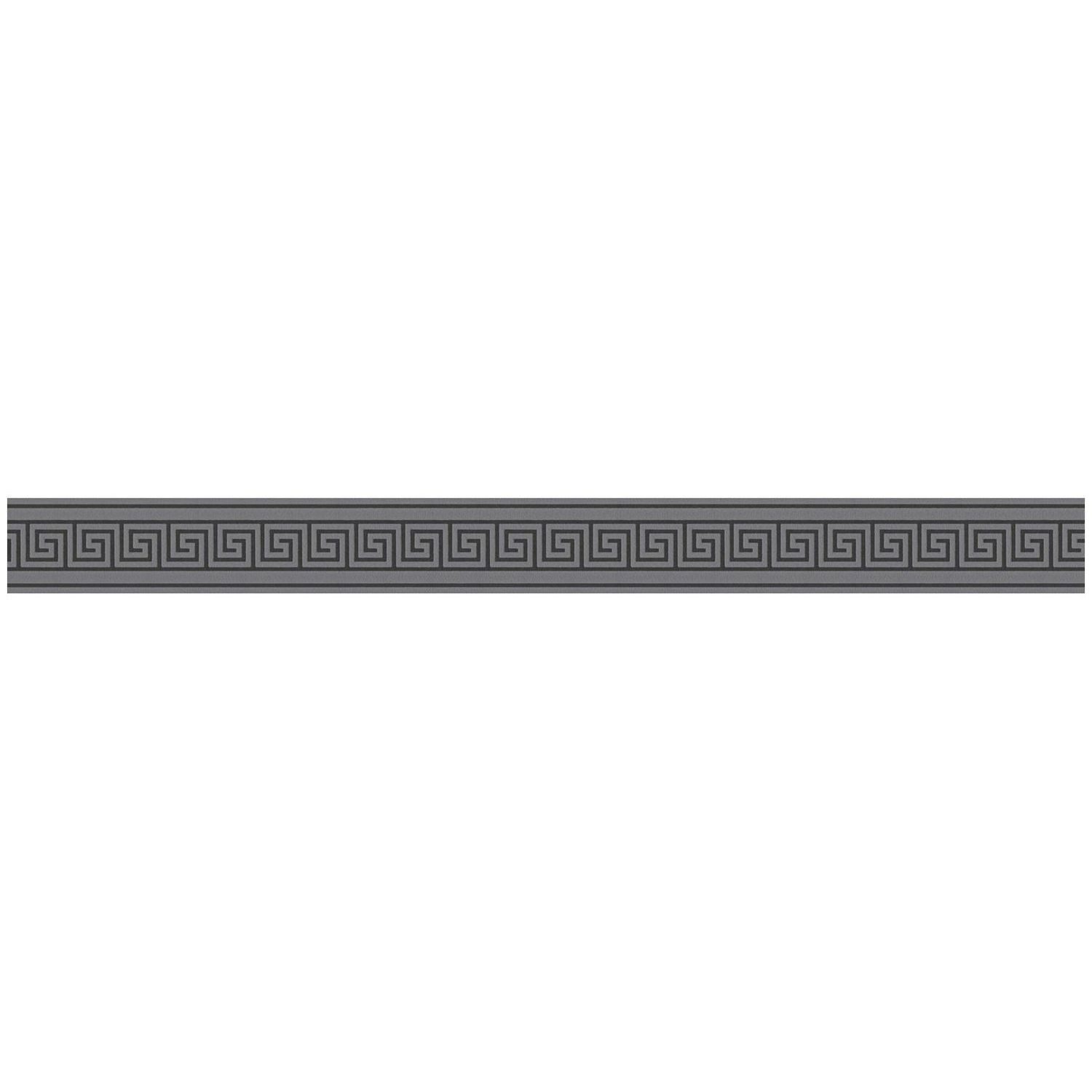 Profhome Bordüre 895943-GU Grafik Tapete Geometrisch dezent schimmernd schwarz 0,2 m2, leicht strukturiert, glänzend, (1 Rolle, 0,20 qm), selbstklebende Bordüre in schwarz