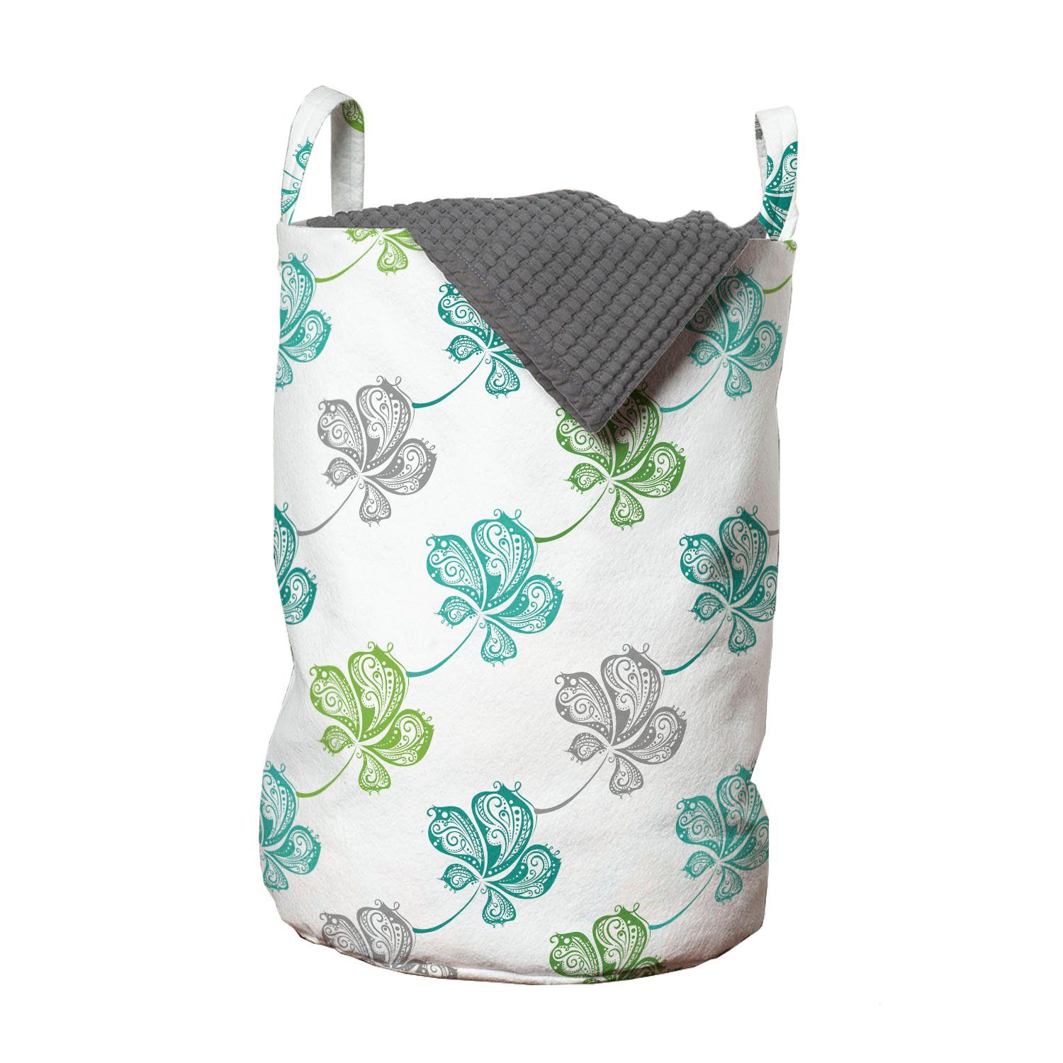 Abakuhaus Wäschesäckchen Wäschekorb mit Griffen Kordelzugverschluss für Waschsalons, Blume Blütenblätter mit Punkten Paisleys