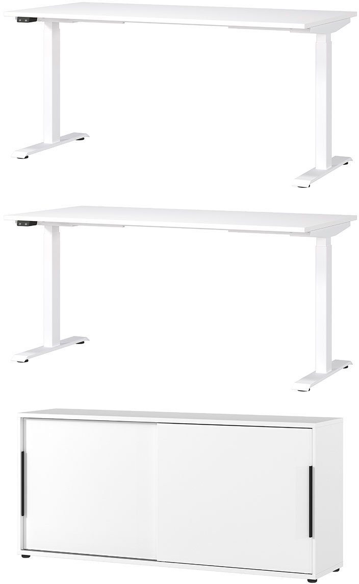 GERMANIA Büromöbel-Set Mailand, (3-tlg), inkl. 2 Schreibtischen und Schiebetürenschrank