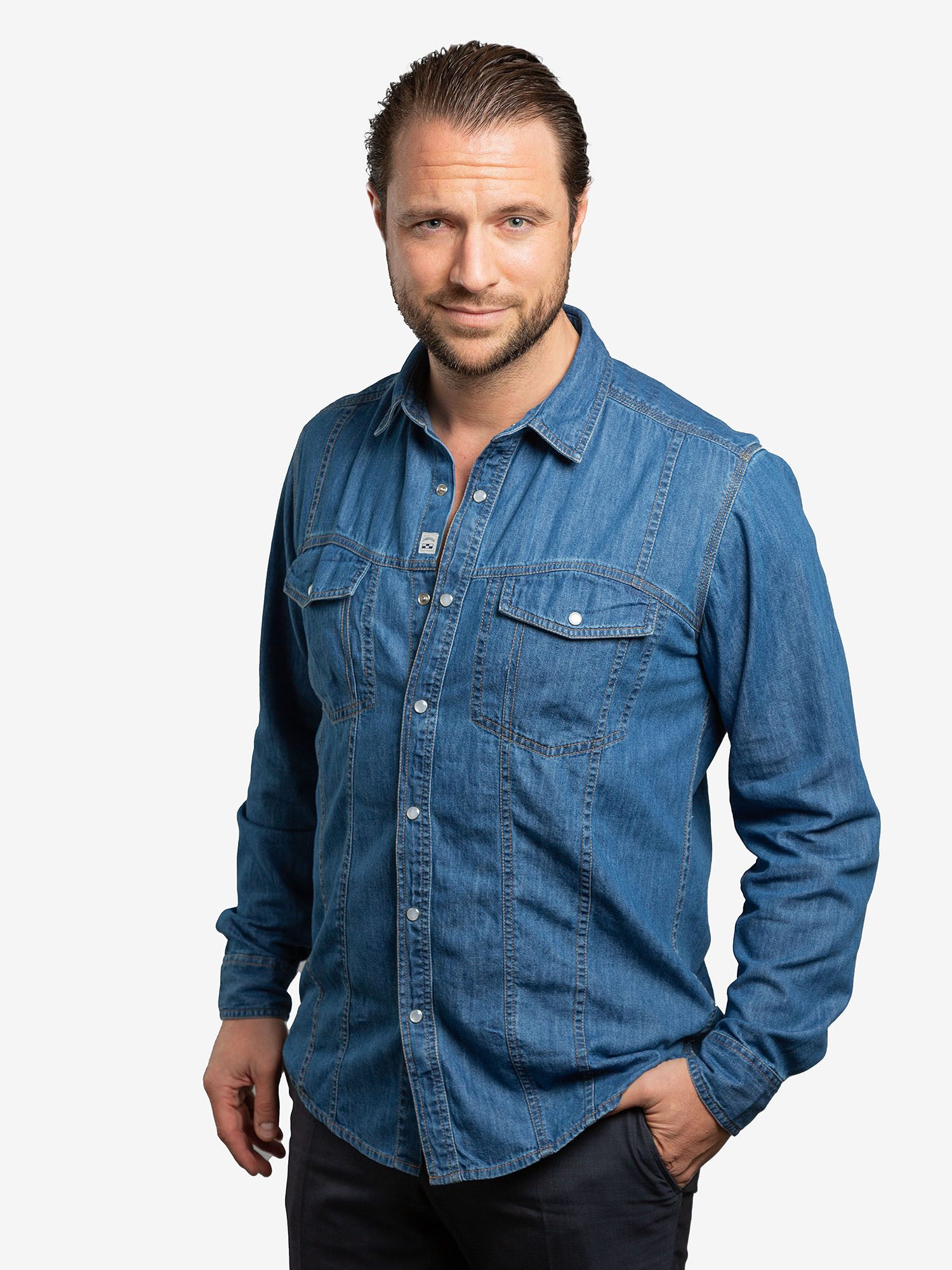 Checker Jeanshemd Dynasty Denim bluse longsleeve günstig online kaufen