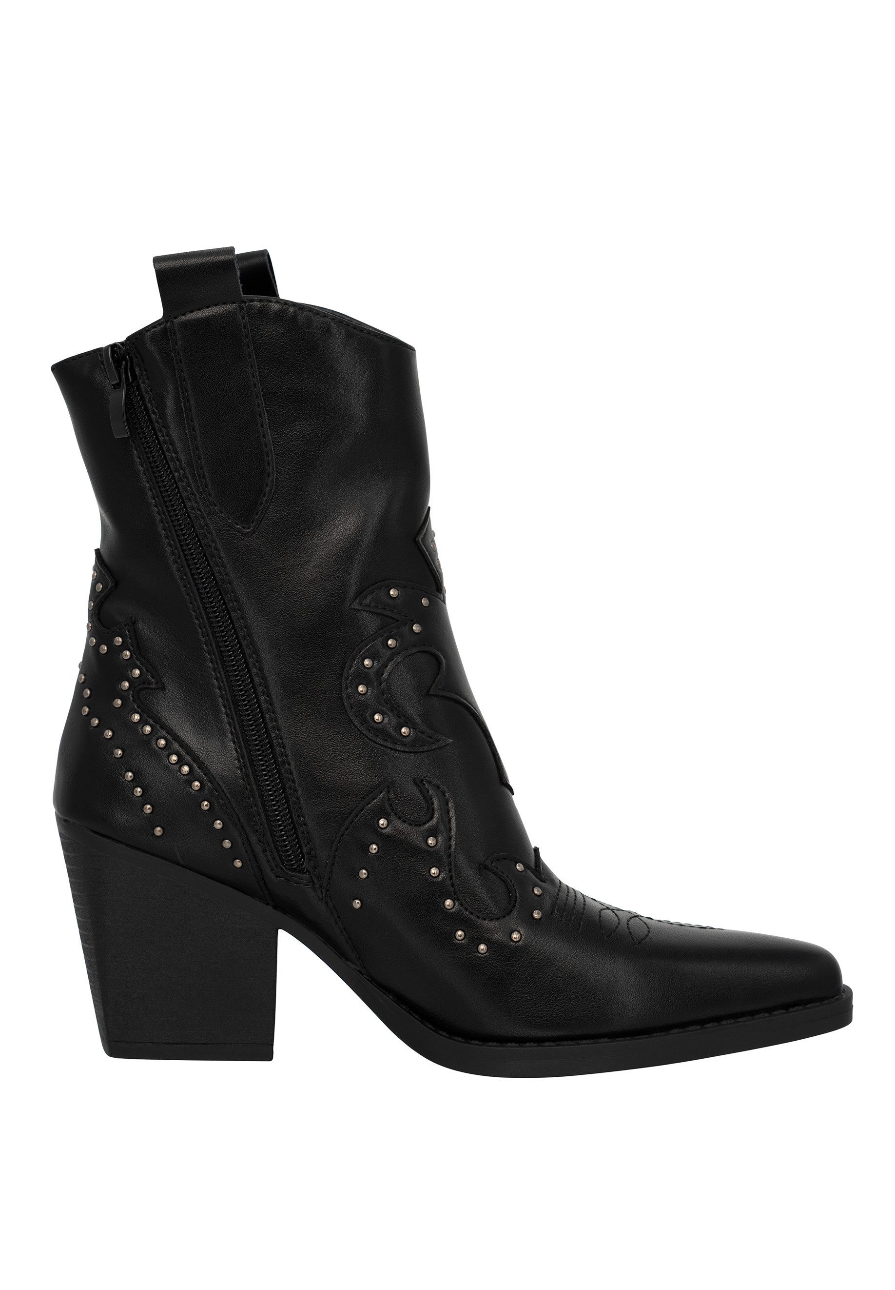 Salinyang Damen Cowboy Boots mit Nieten & Kunstlederoptik mit Blockabsatz Stiefelette