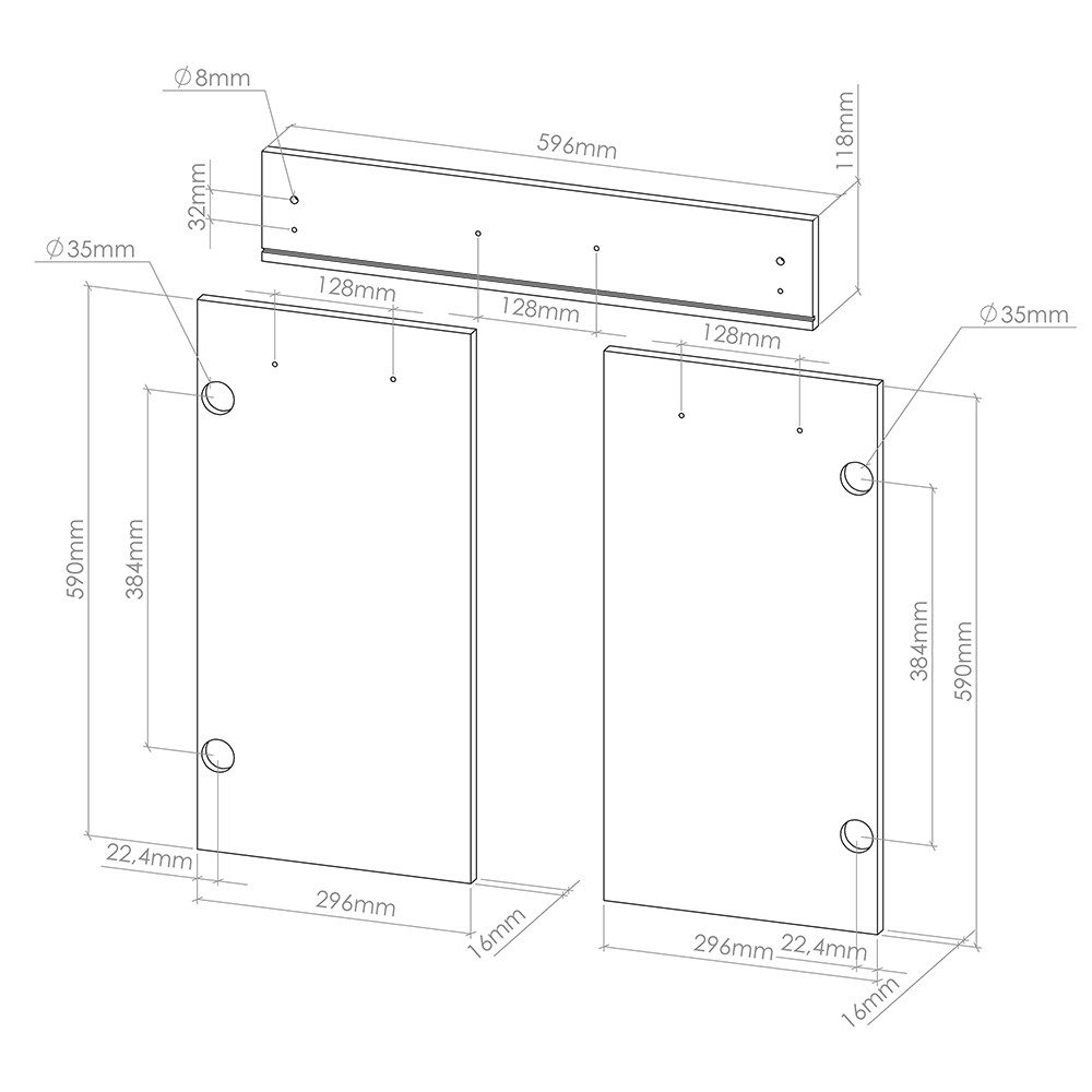 Vicco Unterschrank R-Line, Sonoma, 59.6 x 70.8 cm Möbelfront für den Schubunterschrank (1-St)