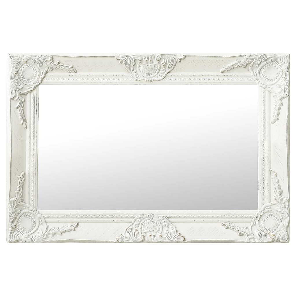 furnicato Wandspiegel Barock mit Holzrahmen 60 x 40 cm Weiß (1-St)