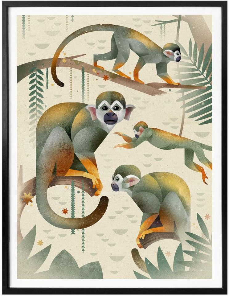 Wall-Art Poster Squirrel Monkeys, Tiere (1 St), Poster, Wandbild, Bild,  Wandposter