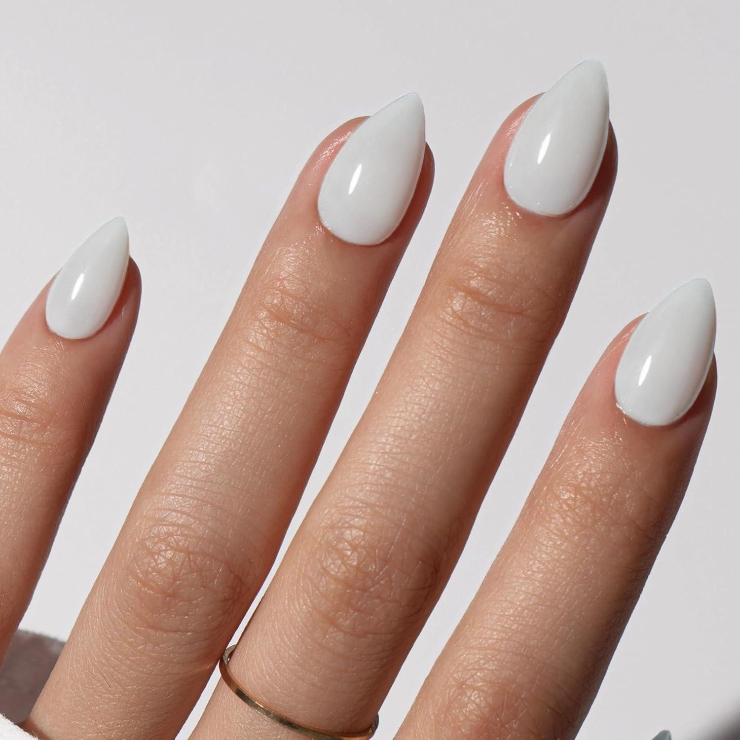 LuxusKollektion Kunstfingernägel Künstliche Nägel Press On Gel Kurz Mandel Set 30 Stück Weiß