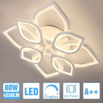 oyajia Deckenleuchte 80W LED Deckenlampe aus Metall in Blumenförmige Design, Moderne LED Deckenleuchte Wohnzimmer LED Deckenlampe