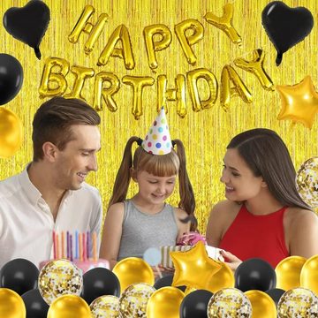 Montegoni Aufblasbares Partyzubehör 35tlg Geburtstag Deko Set Luftballons, Deko Set Mädchen Frauen Luftballons + Happy Birthday Buchstaben