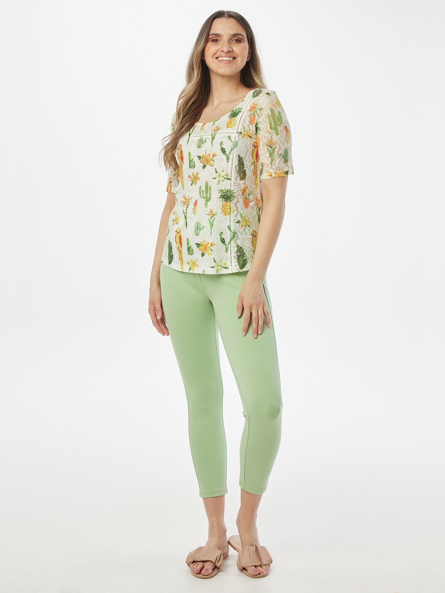 Christian Materne Langarmshirt Kurzarmshirt Körpernah mit Kakteen Druck