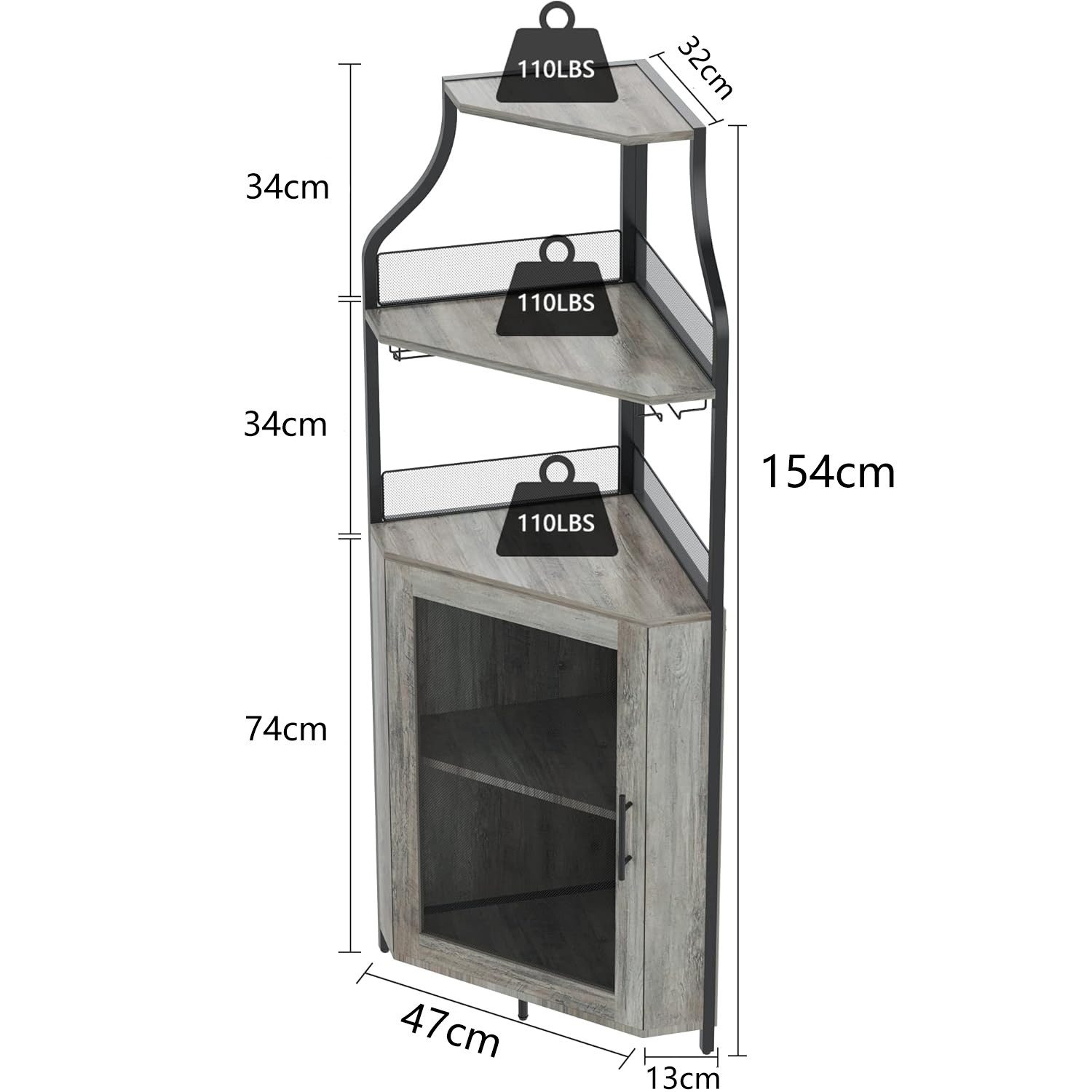 GarveeMore Weinschrank 5-stöckiges mit Glasständer und verstellbaren Regale günstig online kaufen