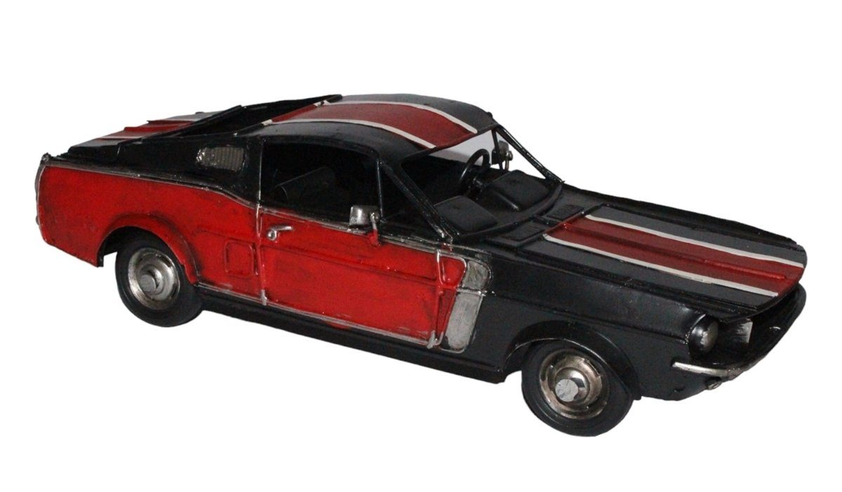 Modellauto Blechauto Muscle Car in rot schwarz Oldtimer Auto Modellauto L 32 cm