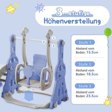 Rutaqian Rutsche 4-in-1 Kleinkindrutsche, Kinderrutsche Schaukel für In- und Outdoor, (mit Basketballständer, Kletterleiter, Schaukel Rutsche Gartenrutsche, für Kleinkinder im Alter von 1–3 Jahren)