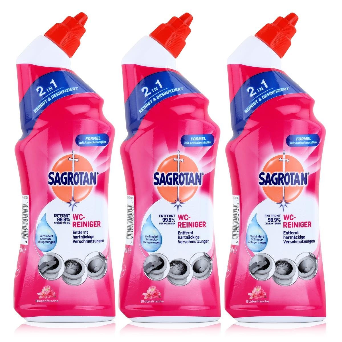 Sagrotan WC-Reiniger Blütenfrische 750ml - WC-Frische (3er Pack) WC-Reiniger