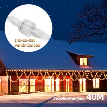 Elegear LED-Lichtervorhang 10M Eisregen Lichterkette Weihnachtsbeleuchtung Deko Außen/Outdoor, 450-flammig, 2300K mit Timer/Memory-Funktion (Erweiterbar Max. 40M)