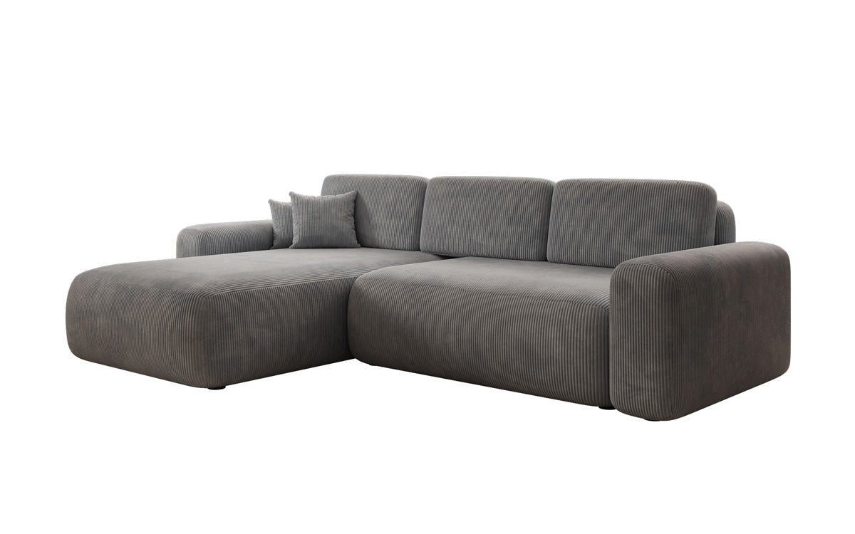 Luxusbetten24 Schlafsofa Designer Ecksofa Lola in Cord, mit Stauraum und Schlaffunktion
