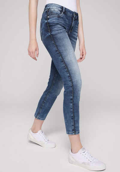 SOCCX 7/8-Jeans mit kontrastfarbener Ziernaht an den Beinen
