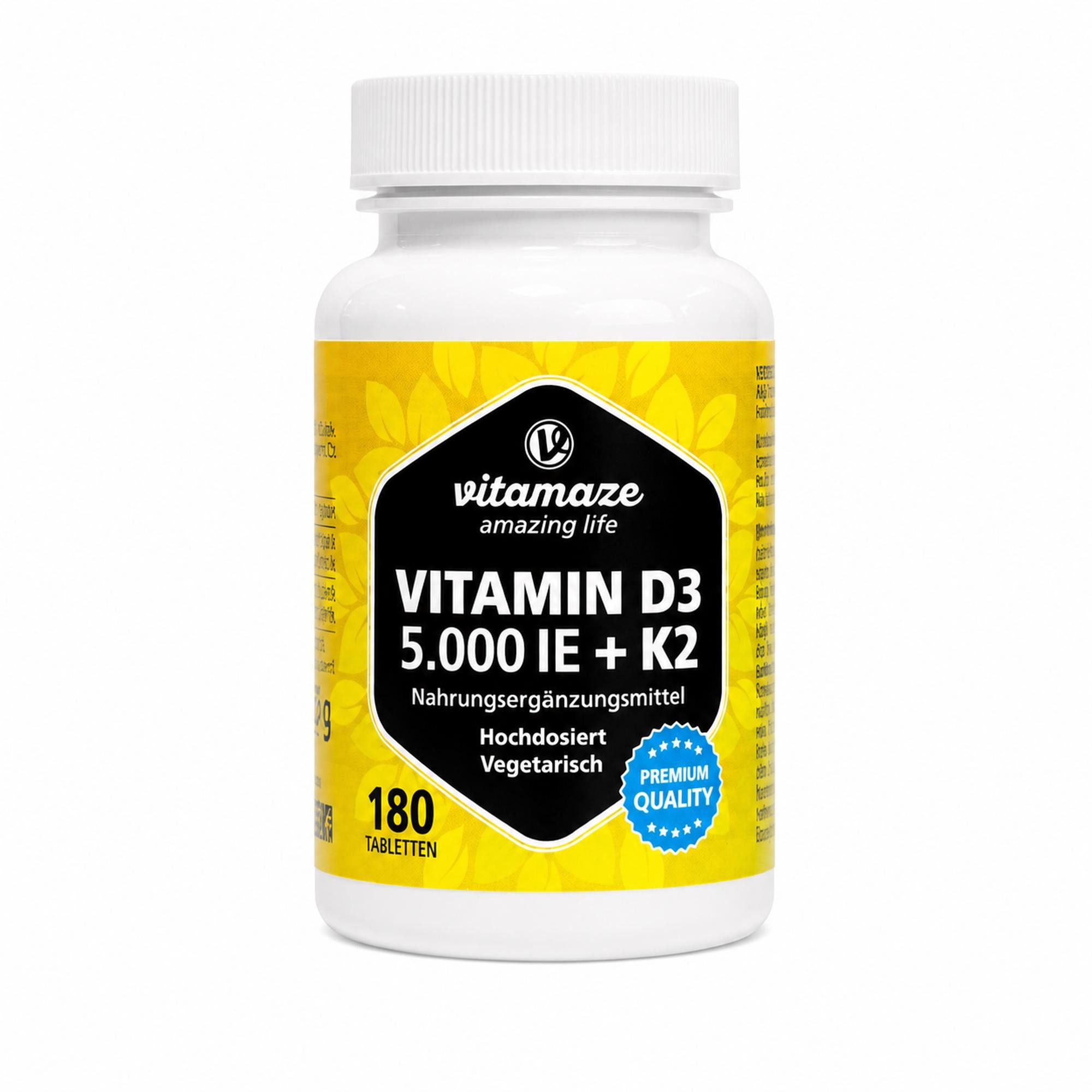 Vitamaze VITAMIN D3 K2 5000 I.E./100 μg hochdosiert Tabl. Tablette