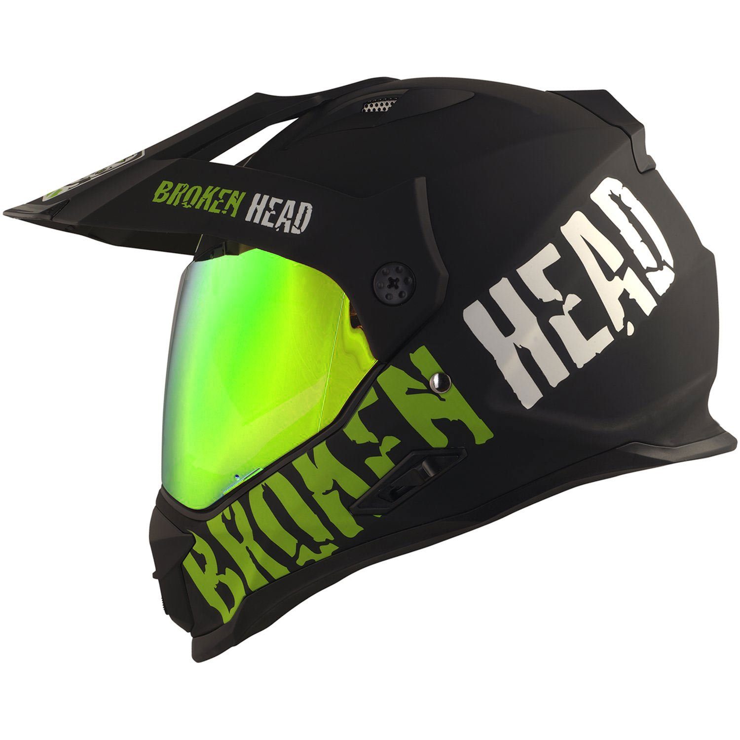 Broken Head Motorradhelm »Made2Rebel grün« (mit klarem und grün  verspiegeltem Visier), inklusive Sonnenblende und 2 Visieren online kaufen  | OTTO
