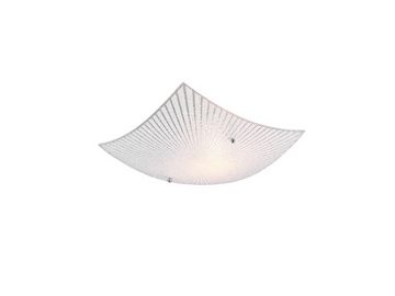 meineWunschleuchte LED Deckenleuchte, LED wechselbar, Warmweiß, flache Lampenschirme Opal-Glas Weiß mit Silber Dekor Design, Ø30cm