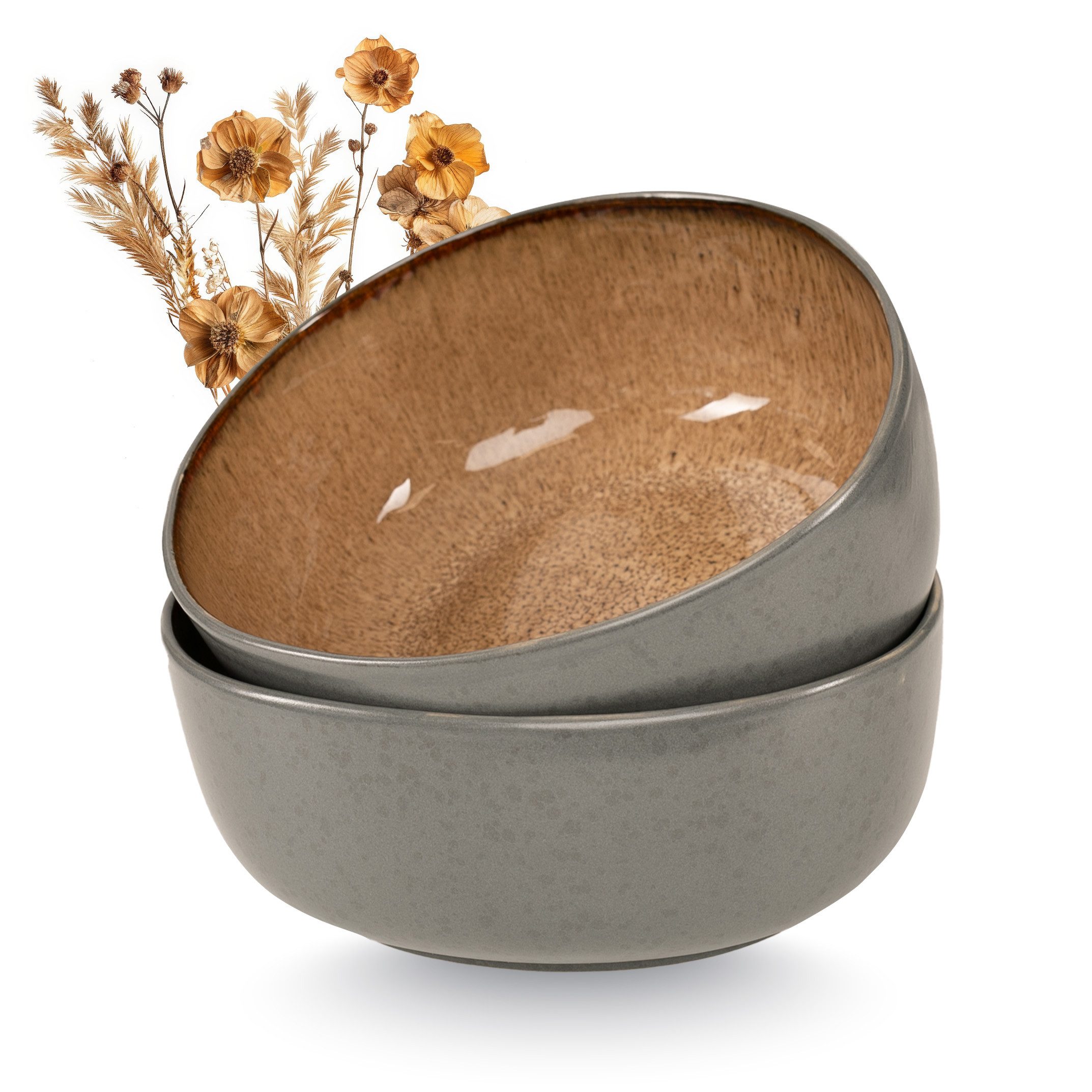 Moritz & Moritz Servierschale ORGANIC Servierschale 2er - Beige, Steinzeug, (Set, 2-tlg), Spülmaschinengeeignet